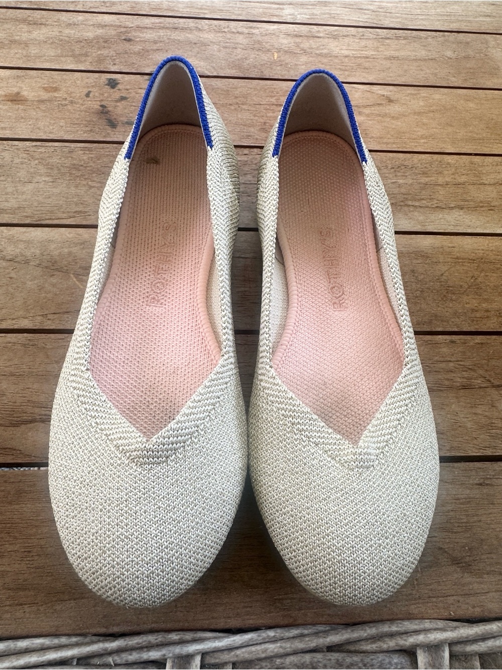 Rothy’s The Flat Light Gold Metallic Shoes 5